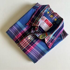 Robert Graham Freshly Laundered Raggedy Plaid Shirt Short Sleeve Size M